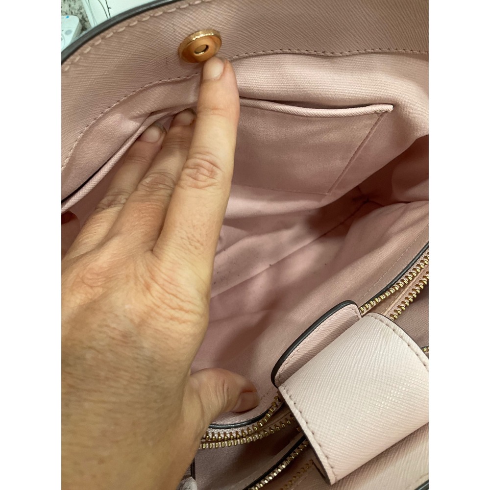 TORY BURCH ROBINSON ORANGE AND PINK COLOR BLOCK TOTE - Picture 6 of 12